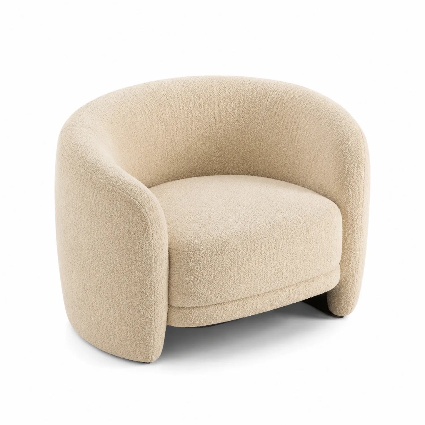 Fauteuil en tissu bouclé beige arrondi 84x75x71 cm