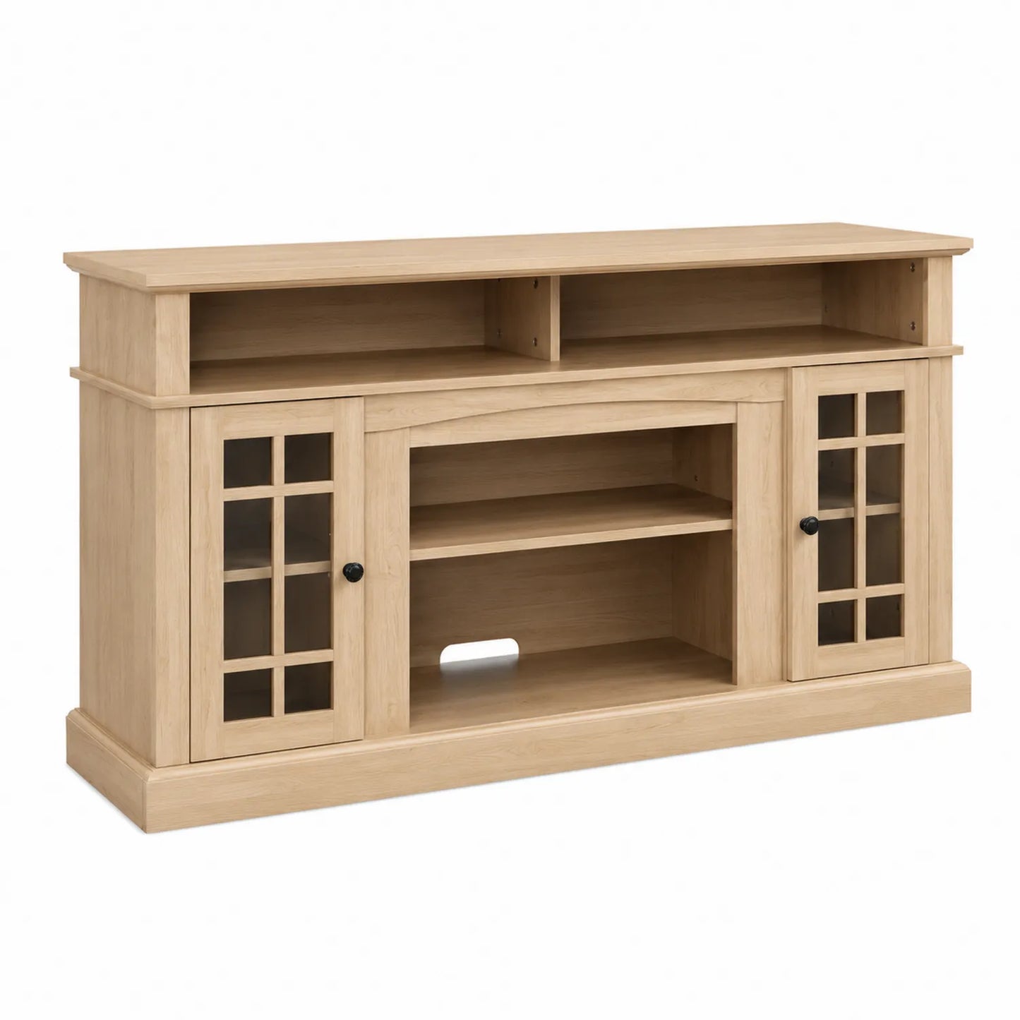 Meuble TV en bois MDF avec portes vitrées en verre trempé 120x40x80 cm