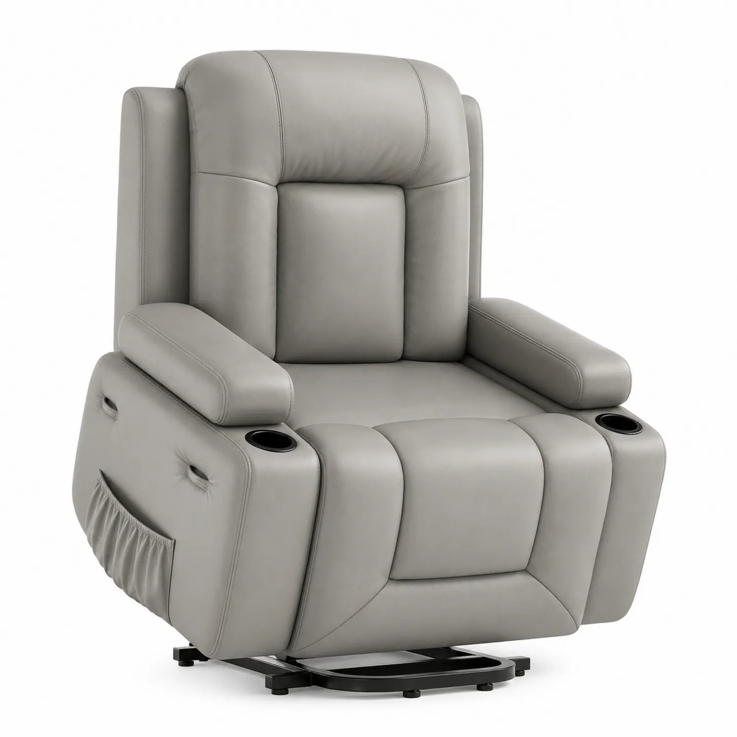 Fauteuil inclinable en cuir PU Gris avec porte-gobelets