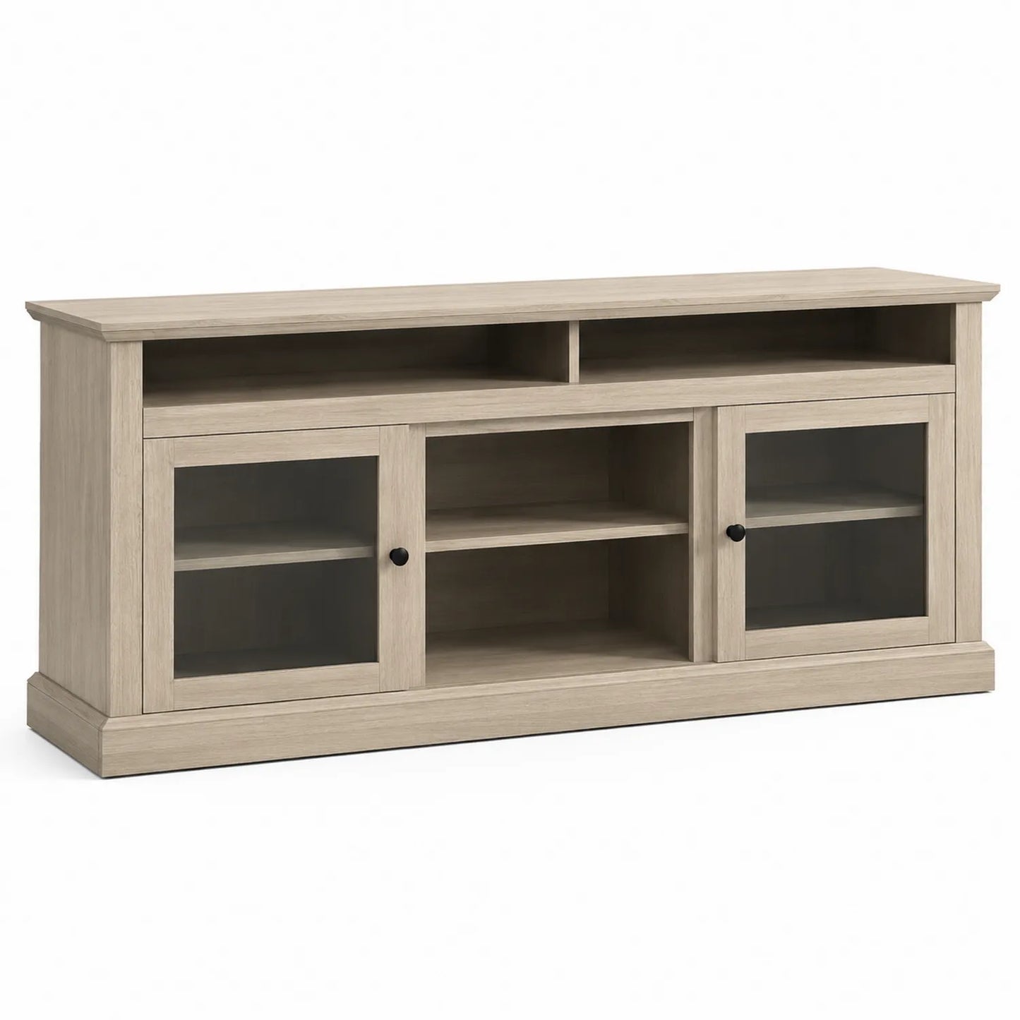 Meuble TV en bois avec portes vitrées 152x40x70 cm