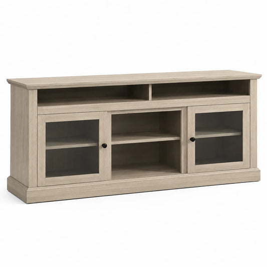 Meuble TV en bois avec portes vitrées 152x40x70 cm
