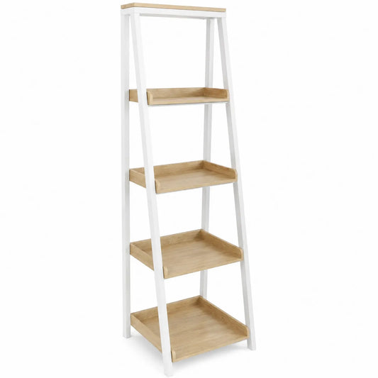Étagère MDF et métal blanc 4 niveaux
