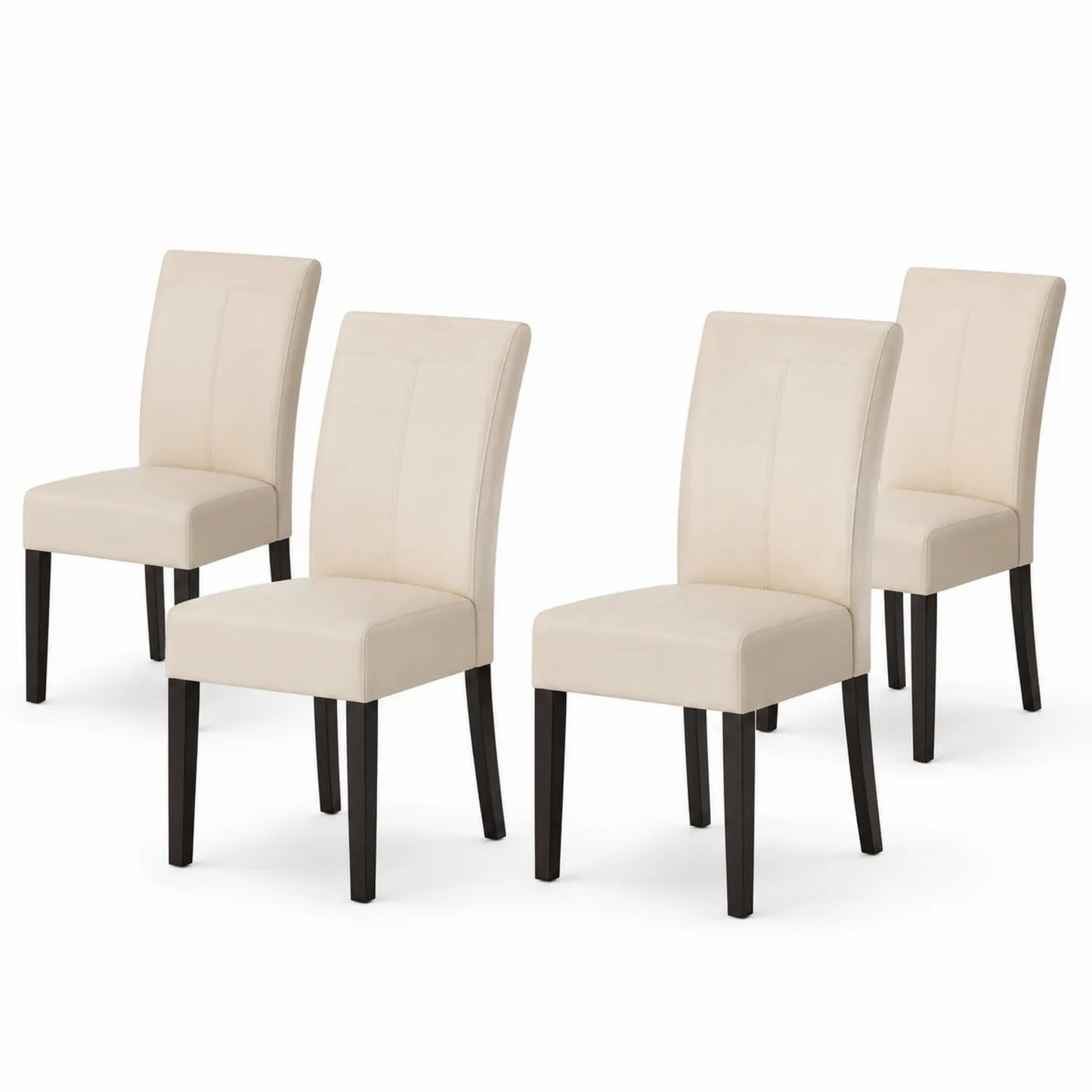 Ensemble de 4 chaises en similicuir beige avec pieds en bois