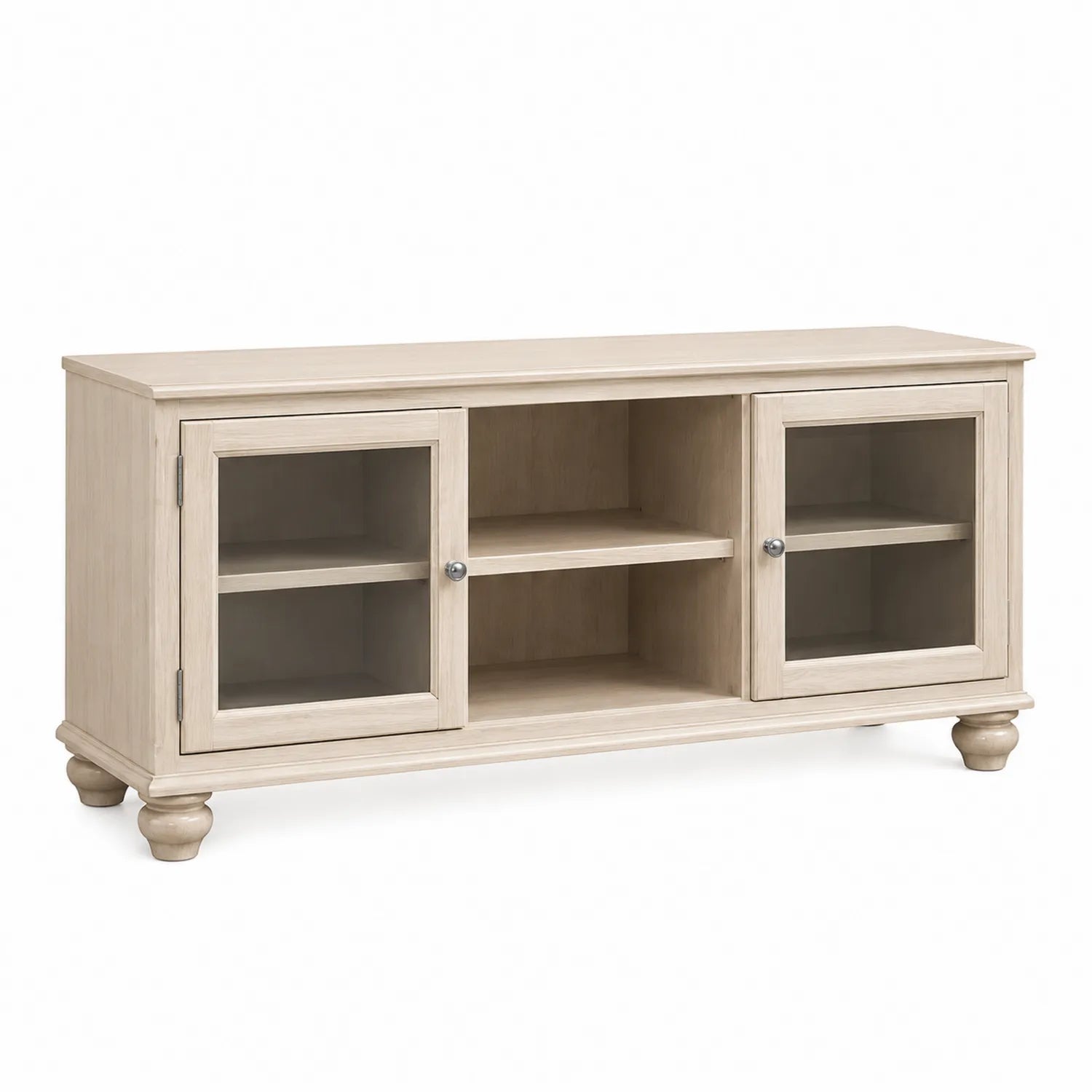Meuble TV en bois 2 portes vitrées 120x40x60 cm