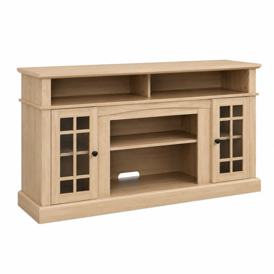 Meuble TV en bois MDF avec portes vitrées en verre trempé 120x40x80 cm