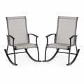 Chaises à bascule extérieures en métal et textilène gris lot de 2